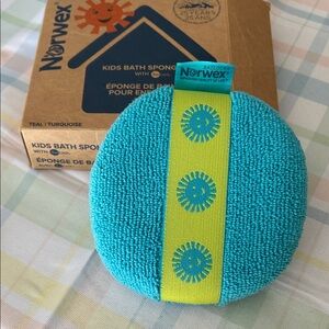 Norwex Kids Bath Sponge - Turquoise with Lime Strap
